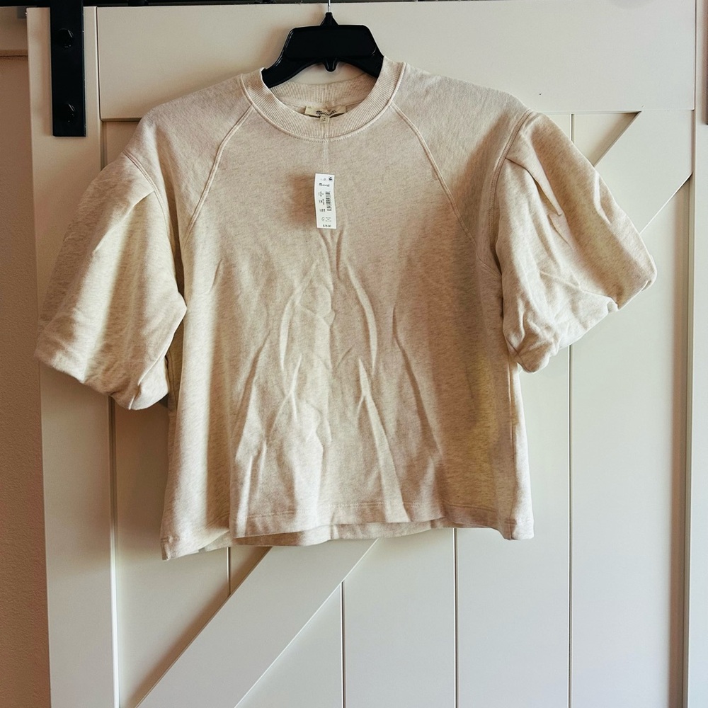 Madewell Cream Puff-Sleeve Crewneck Shirt